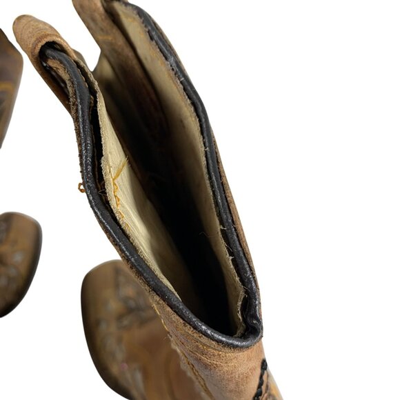 Tan Leather Western Boots w/ Sparkly Cross Wings Embroidery Womens SZ 6.5 B FLAW - Picture 8 of 8